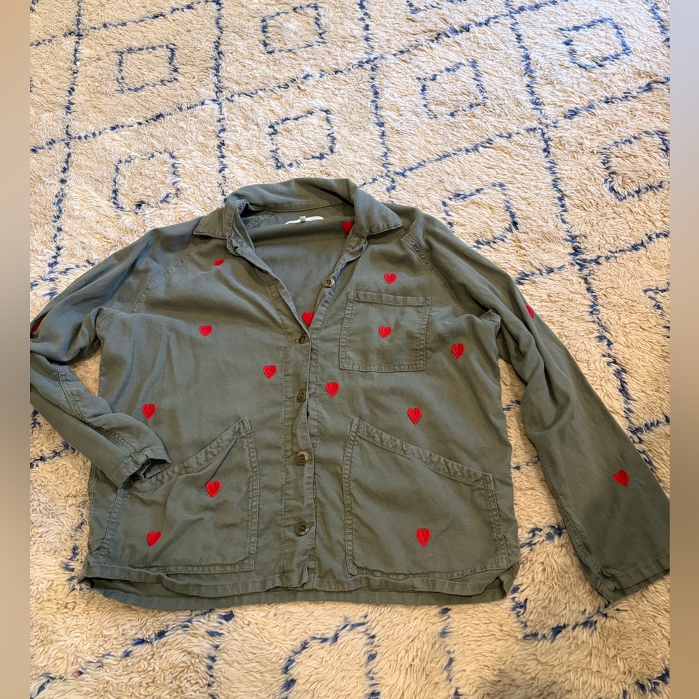 THE GREAT. Heart Embroidery Field/Army Jacket - Picture 3 of 7